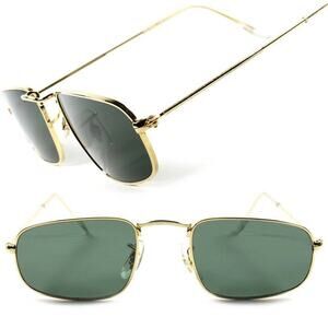 Kiss Mens Small Rectangle Sunglasses Gold Wire Frame 80s Retro
